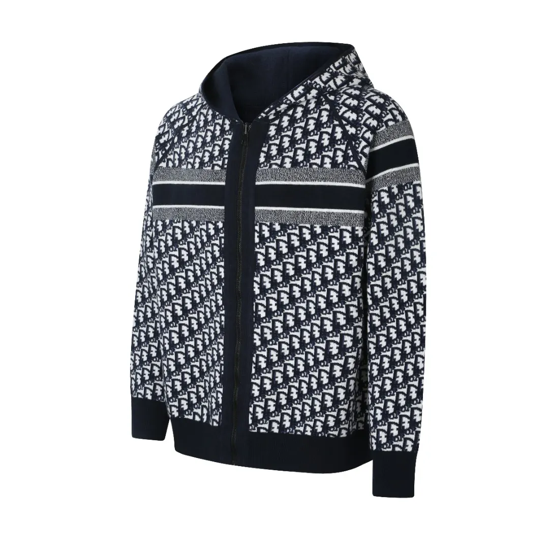 Oblique Reversible Zip-Up Hooded Sweater D35021917 — view 2