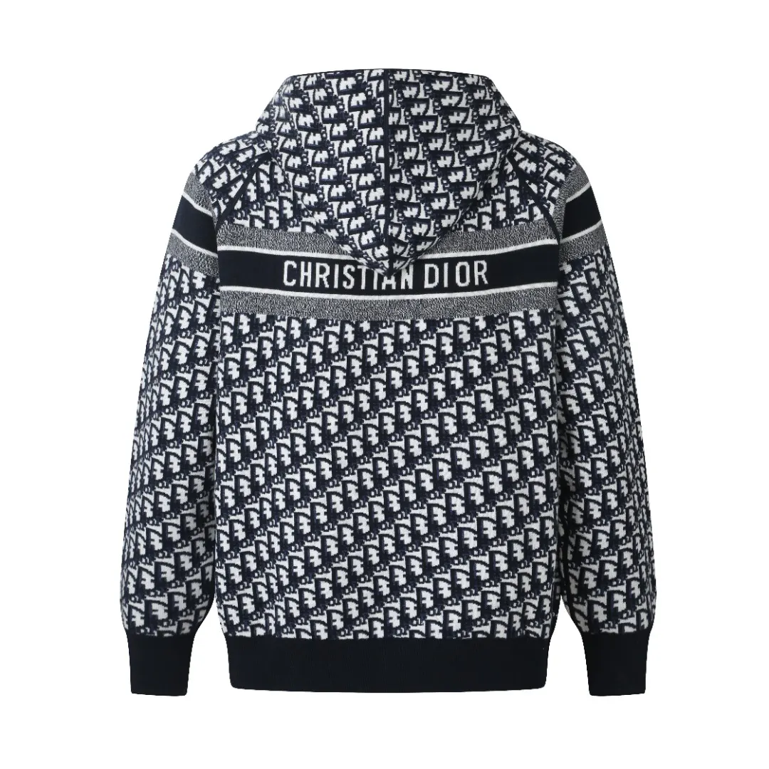 Oblique Reversible Zip-Up Hooded Sweater D35021917 — view 3