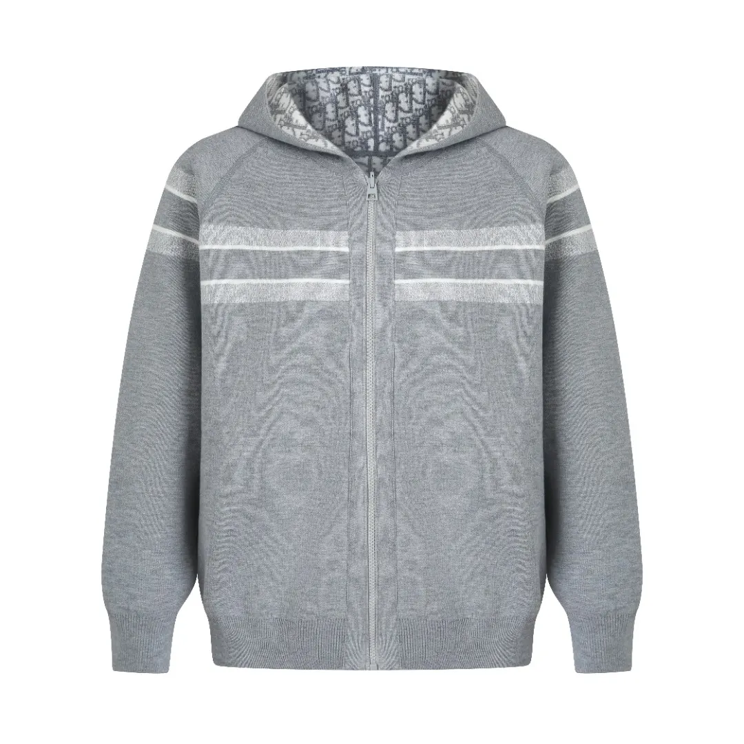 Reversible Oblique Cashmere-Blend Zip-Up Hoodie D35021914