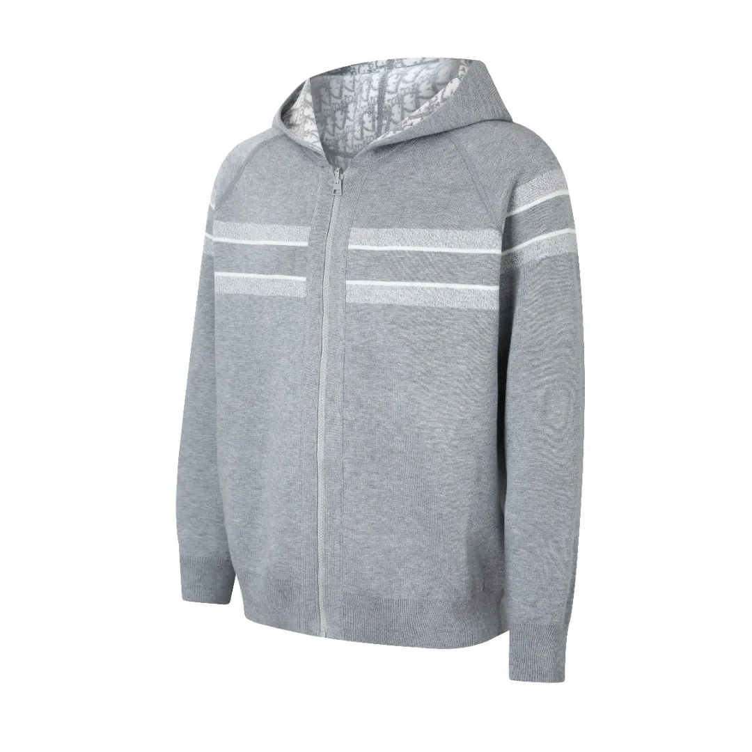 Reversible Oblique Cashmere-Blend Zip-Up Hoodie D35021914 — view 2