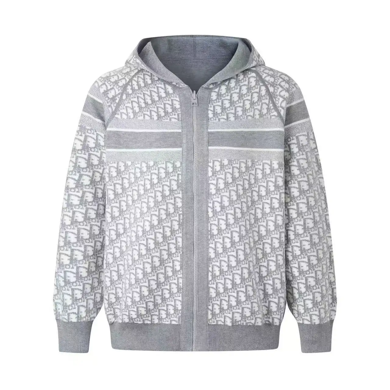 Oblique Reversible Zip-Up Hooded Cardigan D35021915