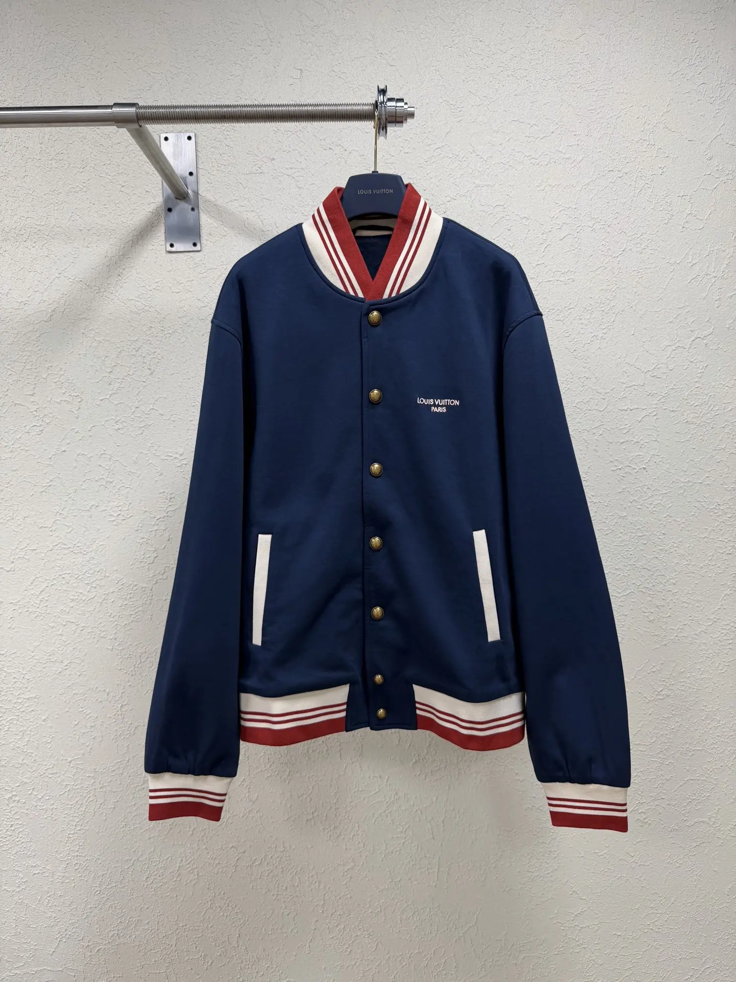 Logo Embroidery Striped Varsity Jacket D35023456