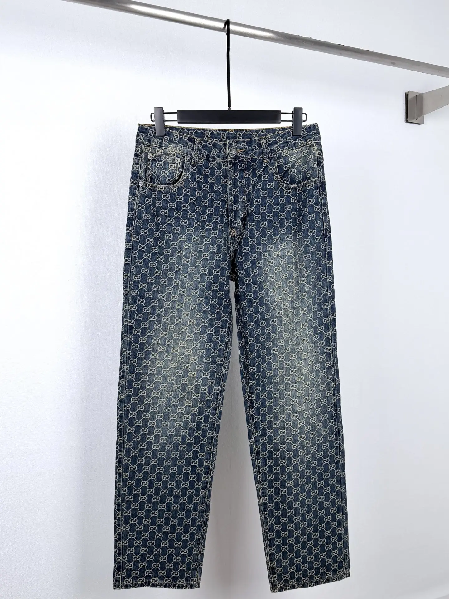 GG Jacquard Monogram Straight-Leg Jeans D35020094