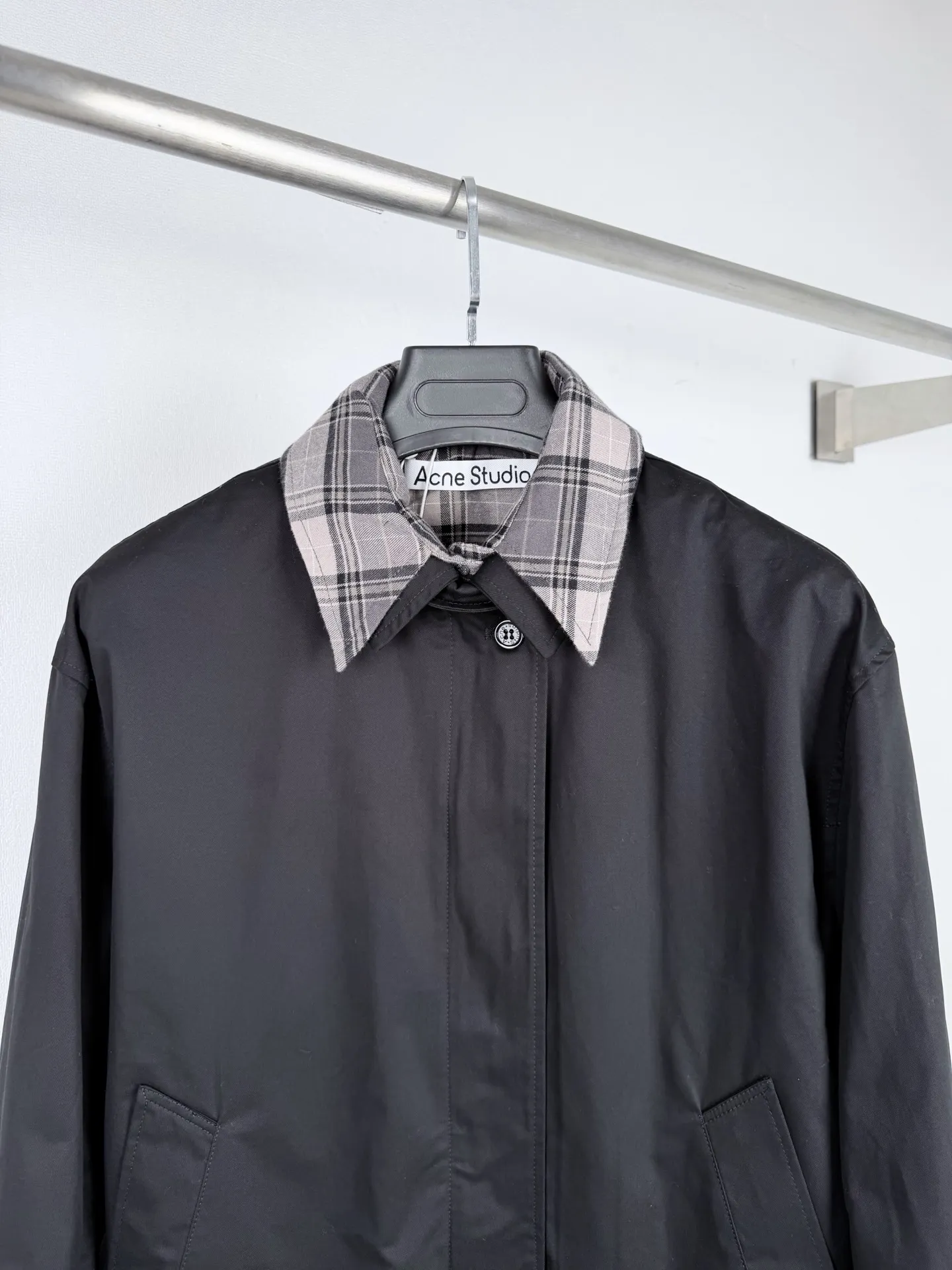 Acne Studios Layered Plaid-Trim Twill Jacket D35520009 — view 2