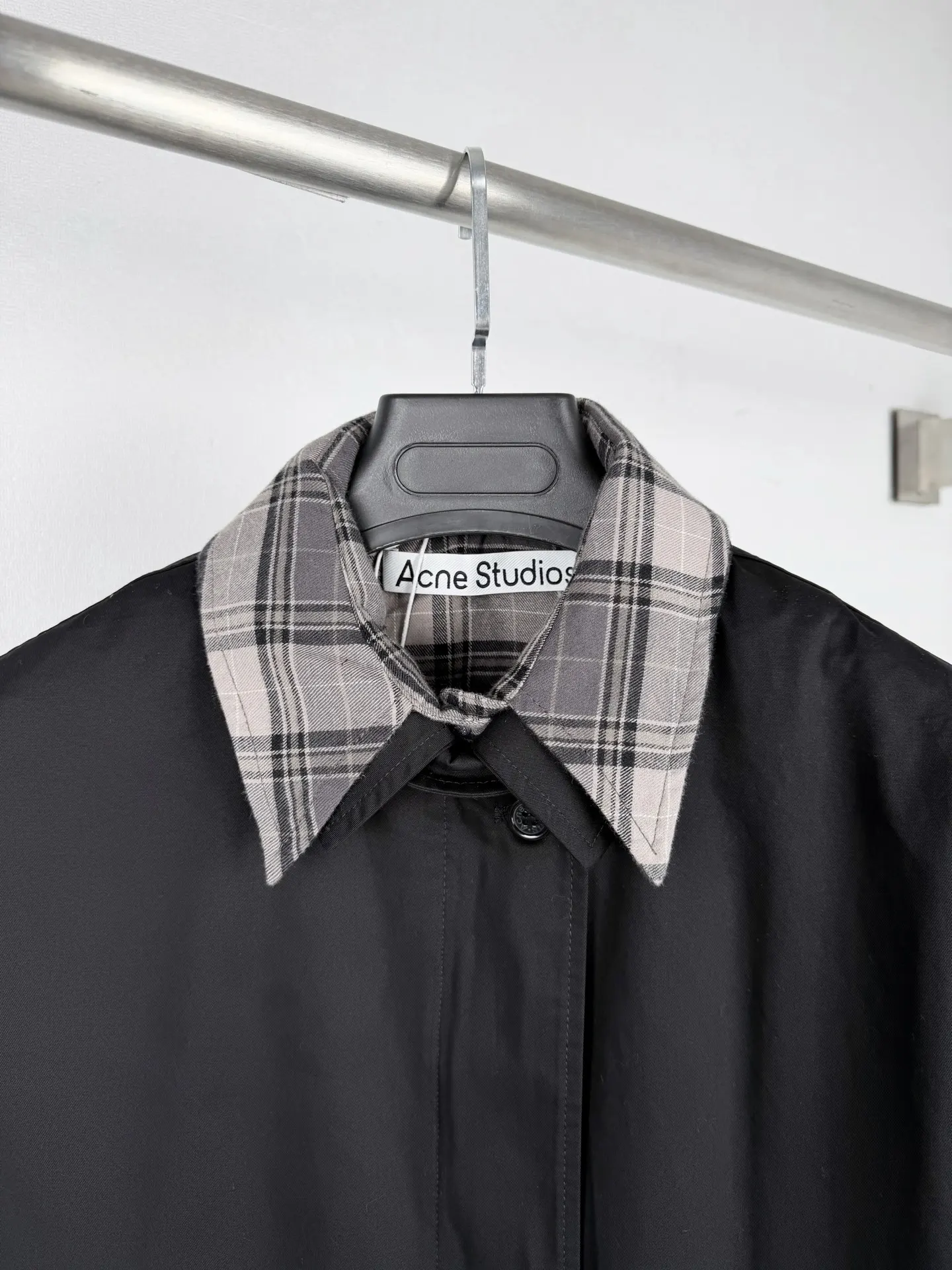 Acne Studios Layered Plaid-Trim Twill Jacket D35520009 — view 5