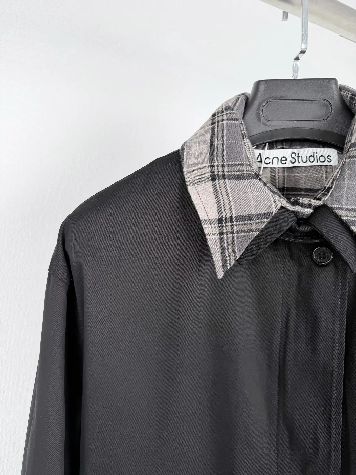 Acne Studios Layered Plaid-Trim Twill Jacket D35520009 — view 6