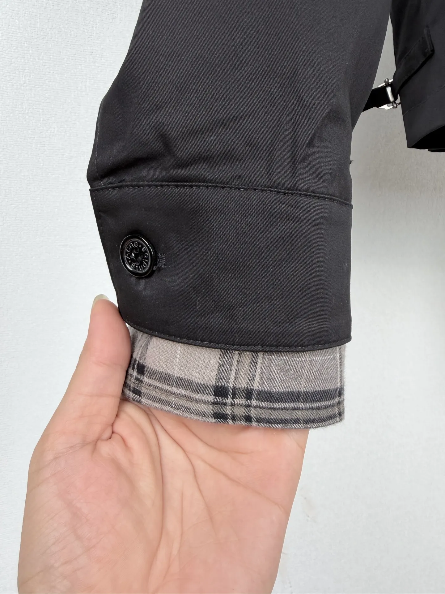 Acne Studios Layered Plaid-Trim Twill Jacket D35520009 — view 7