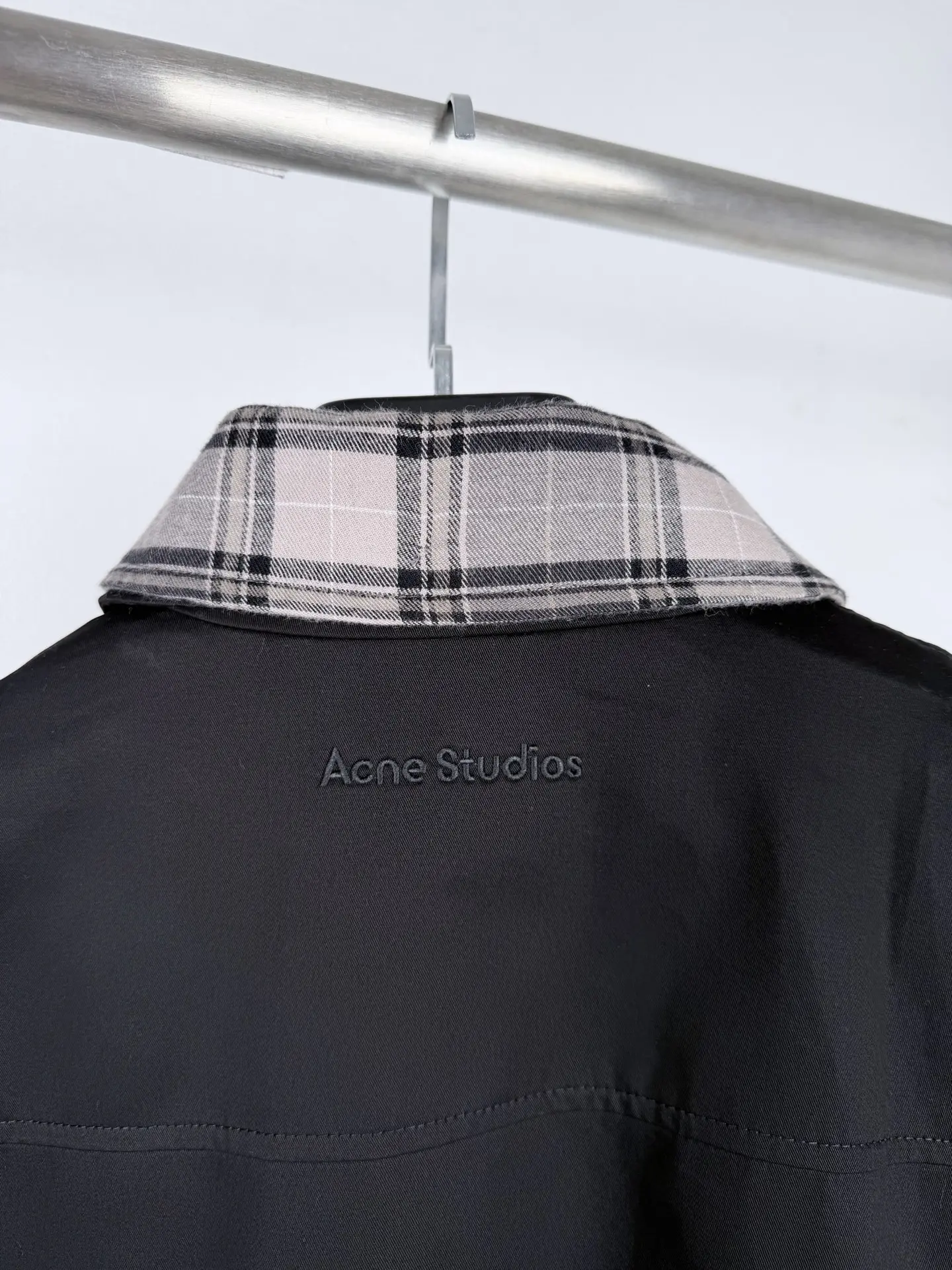 Acne Studios Layered Plaid-Trim Twill Jacket D35520009 — view 11