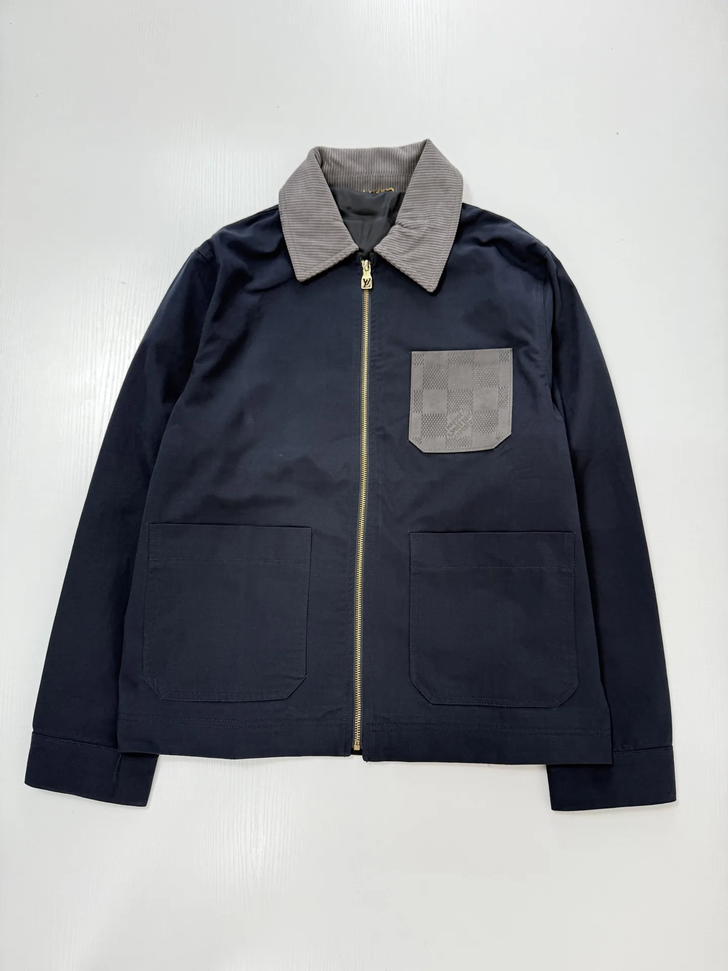 Corduroy Collar Damier Patch Zip-Up Jacket D36019939 — view 3