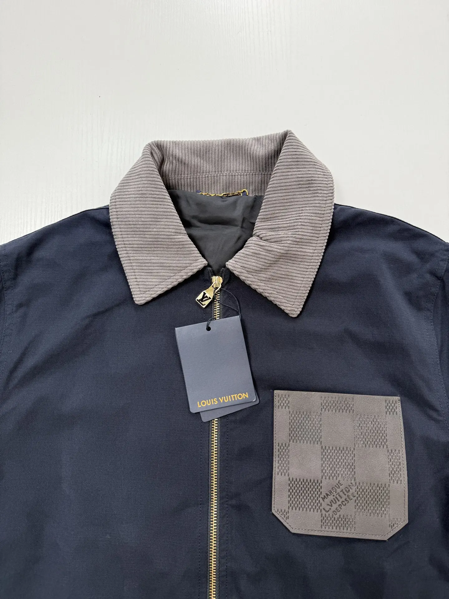 Corduroy Collar Damier Patch Zip-Up Jacket D36019939 — view 4