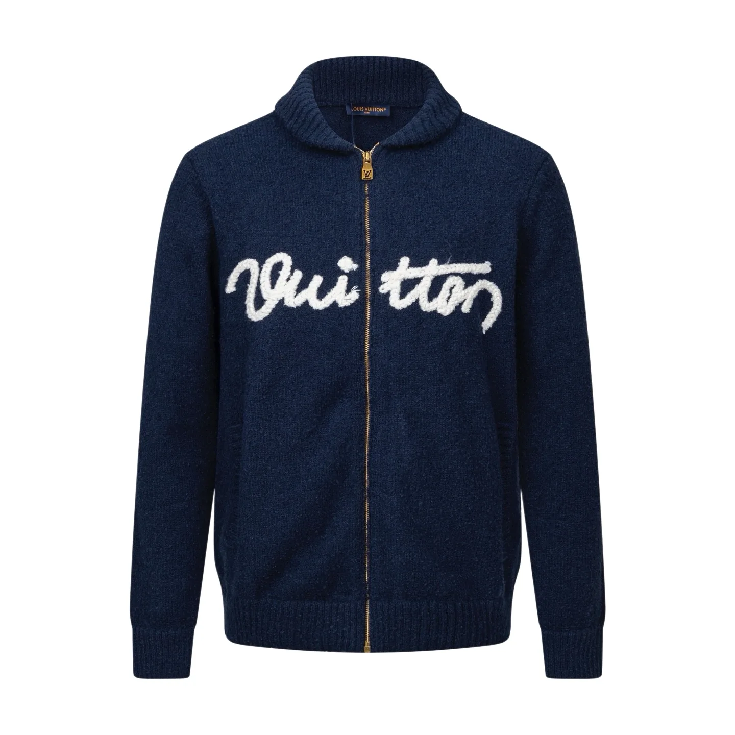 Logo Embroidery Wool Knit Zip-Up Cardigan D36019818