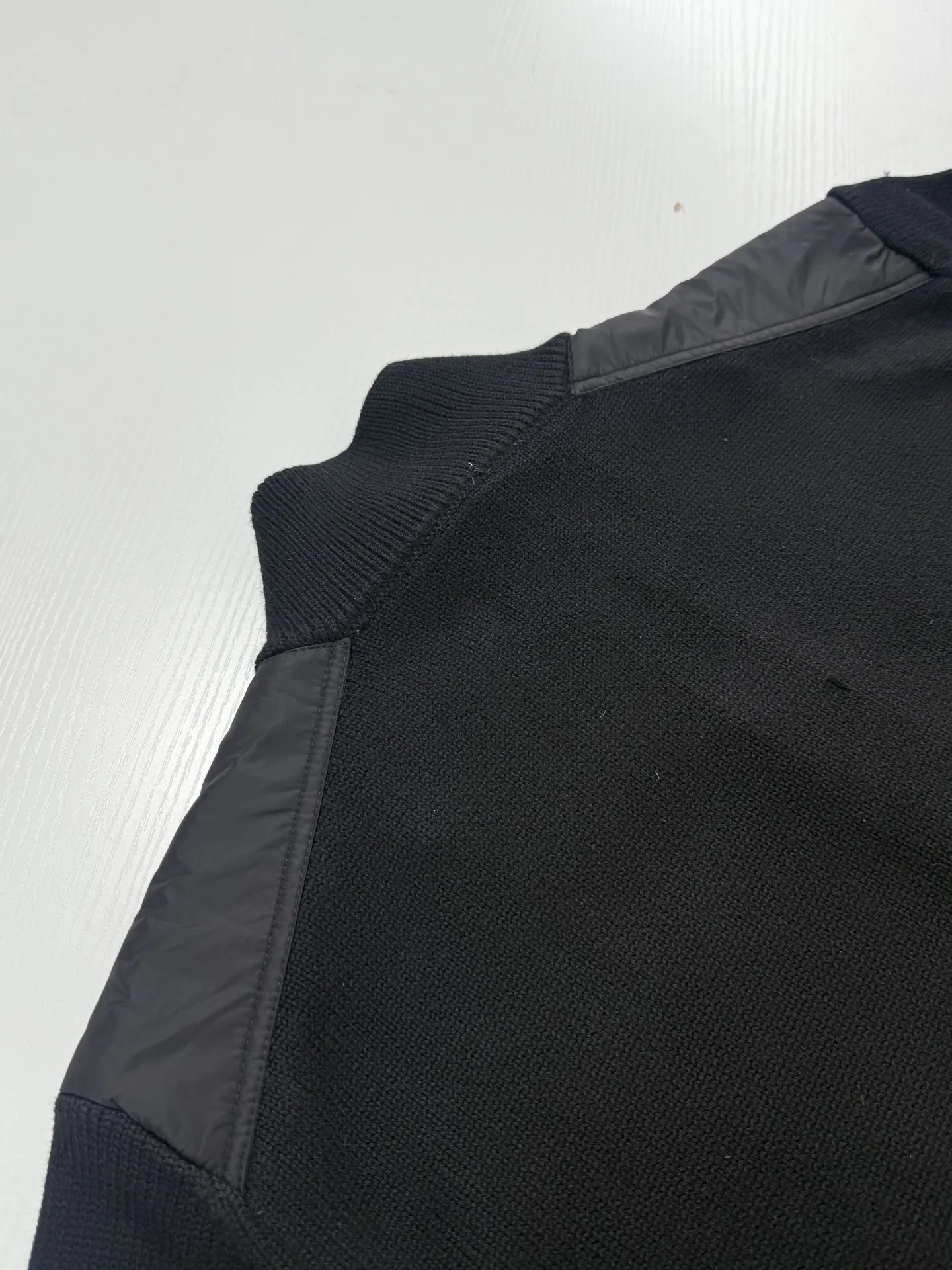Nylon-Paneled Zip-Up Knit Cardigan D36019953 — view 12