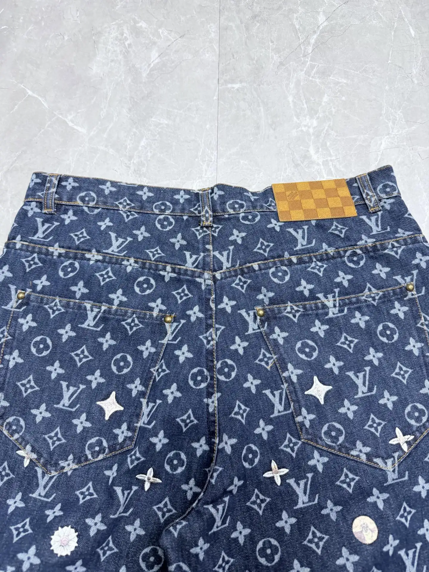 Monogram Embroidered Straight-Leg Jeans D36022037 — view 7