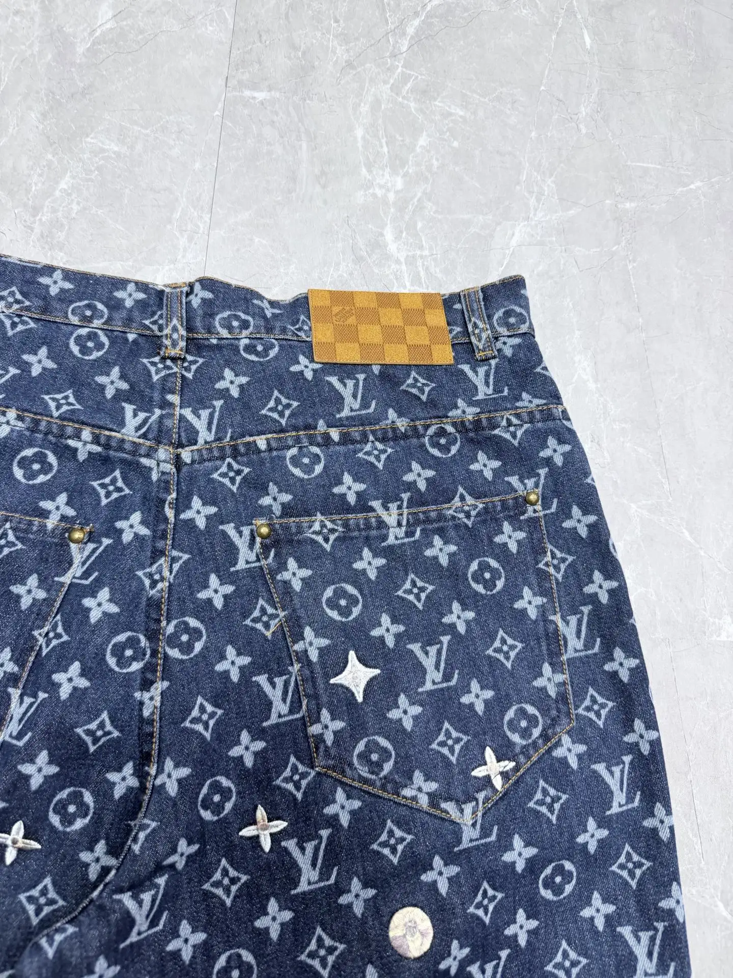 Monogram Embroidered Straight-Leg Jeans D36022037 — view 8