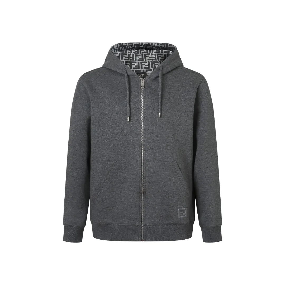 Logo-Embroidered Zip-Up Hoodie with Monogram Lining D36521905