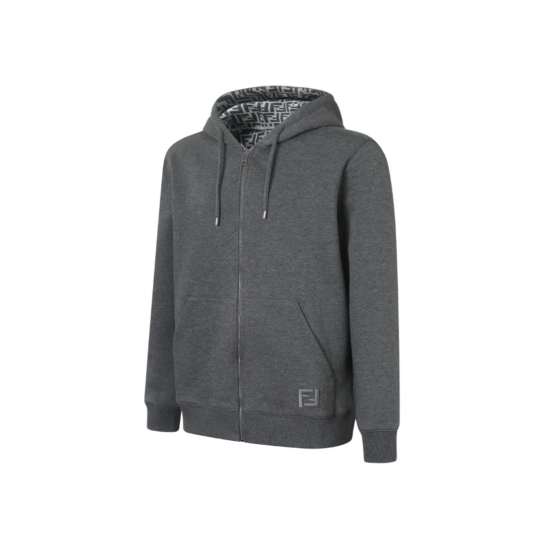 Logo-Embroidered Zip-Up Hoodie with Monogram Lining D36521905 — view 2