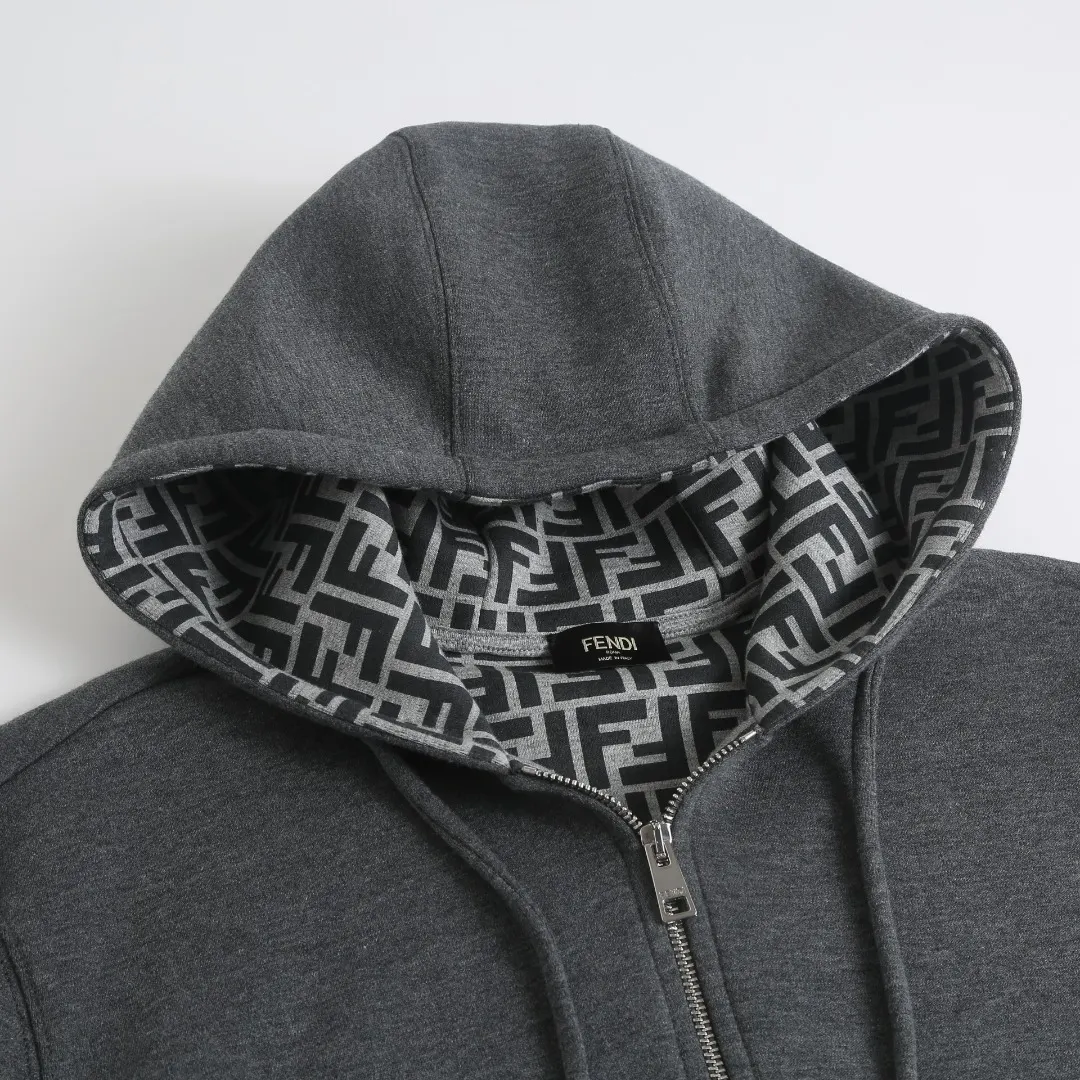 Logo-Embroidered Zip-Up Hoodie with Monogram Lining D36521905 — view 4