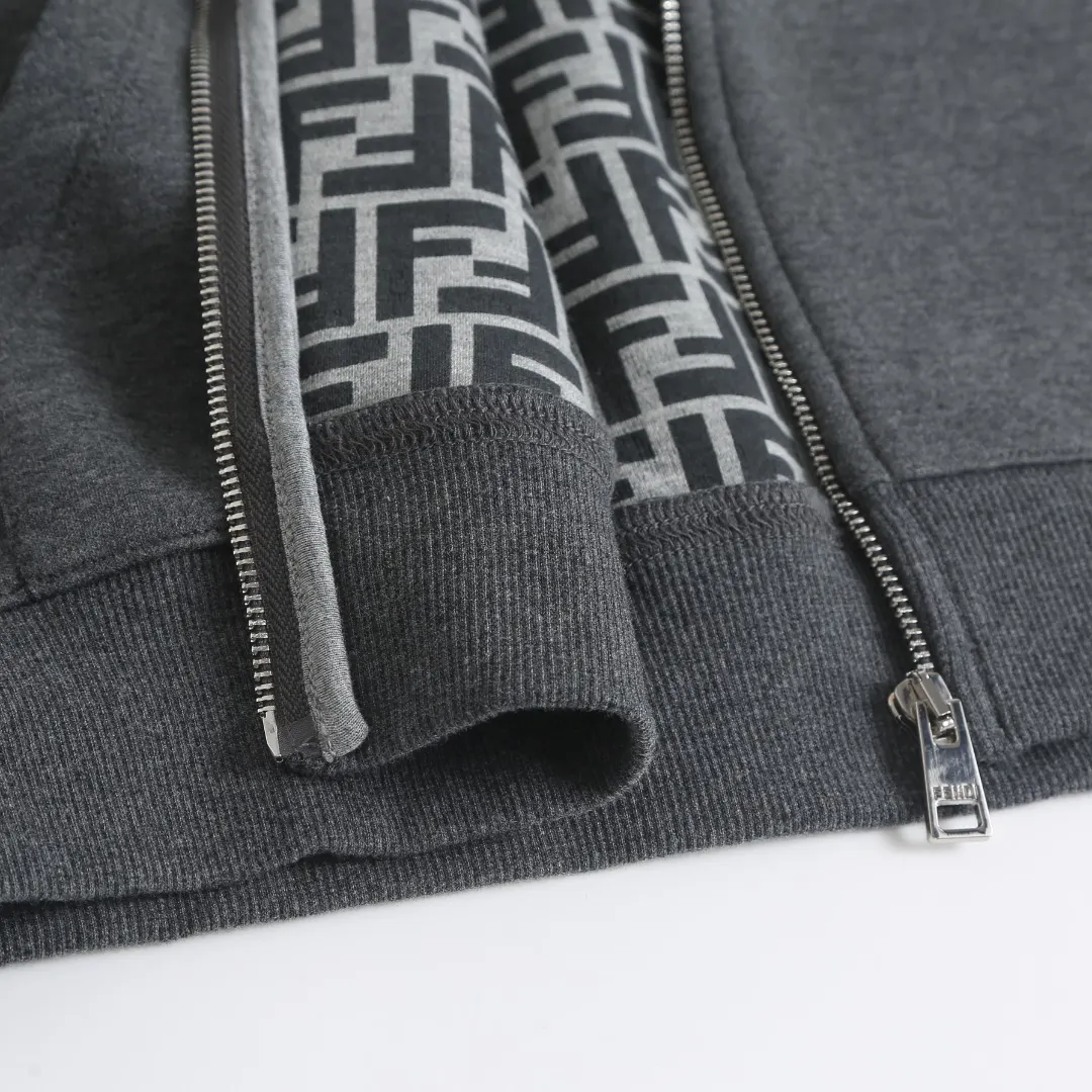 Logo-Embroidered Zip-Up Hoodie with Monogram Lining D36521905 — view 12
