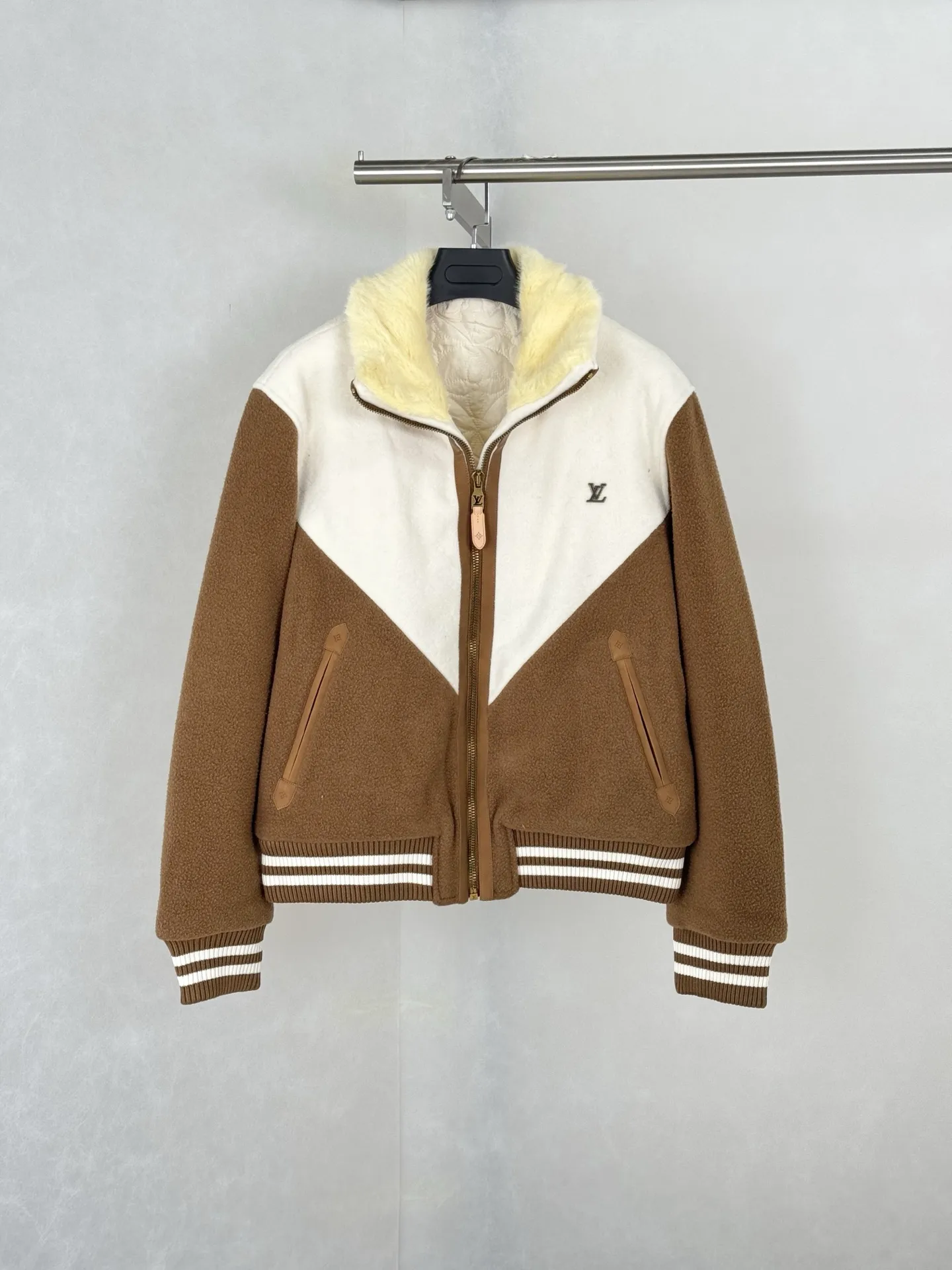 Monogram Fleece Bomber Jacket with Faux Fur Collar D36819954