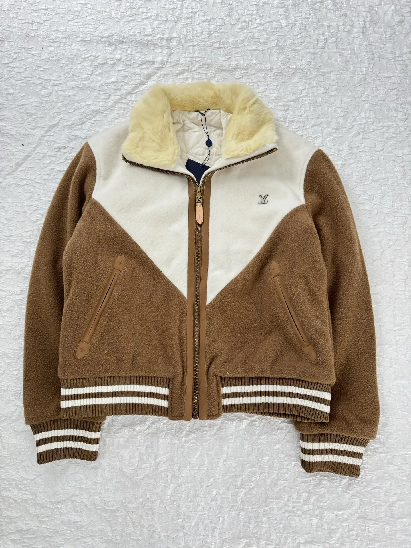 Monogram Fleece Bomber Jacket with Faux Fur Collar D36819954 — view 3