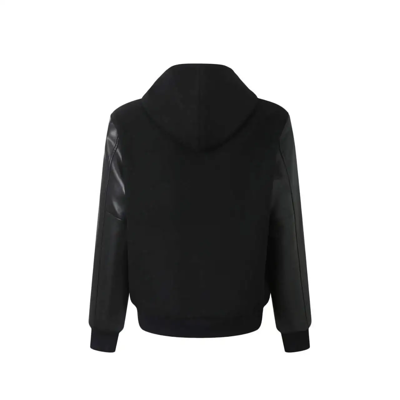 Leather-Sleeve Wool-Blend Hooded Varsity Jacket D37019916 — view 3