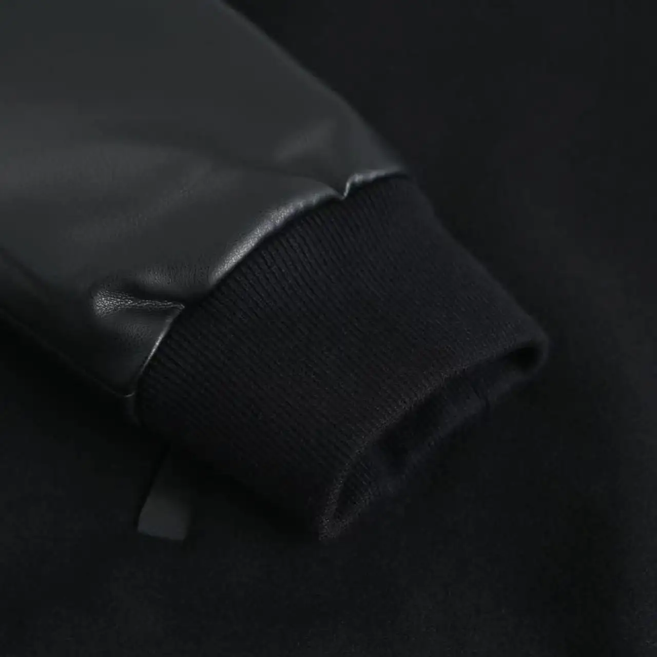 Leather-Sleeve Wool-Blend Hooded Varsity Jacket D37019916 — view 8