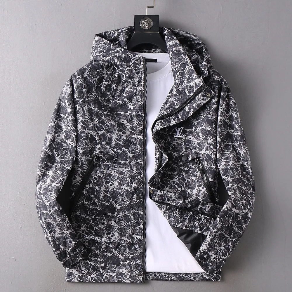 Monogram Pattern Hooded Windbreaker Jacket D37023355
