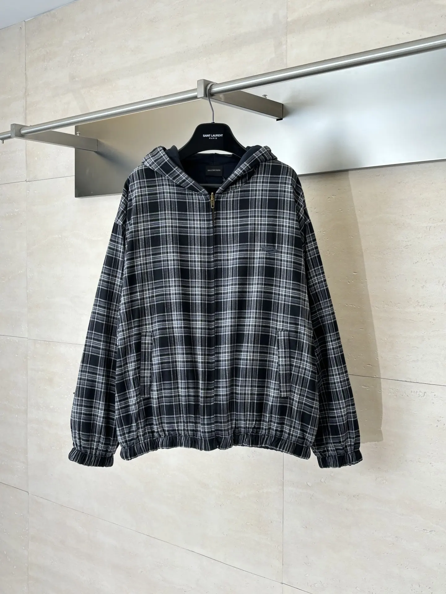 Reversible Deconstructed Plaid Hooded Jacket D38022609