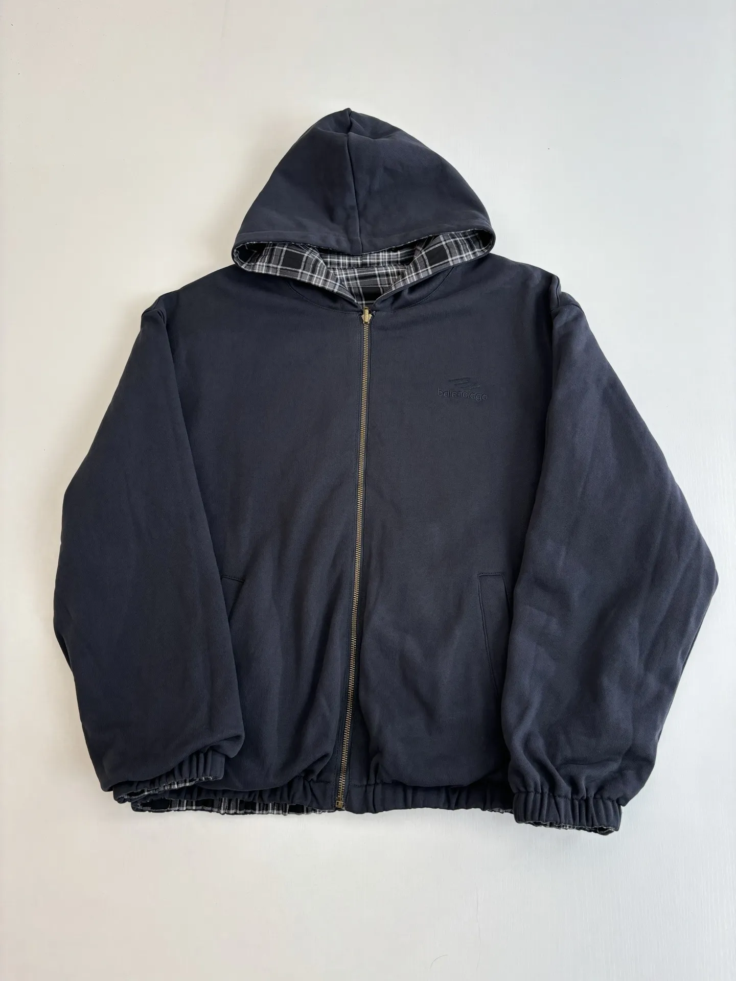 Reversible Deconstructed Plaid Hooded Jacket D38022609 — view 6