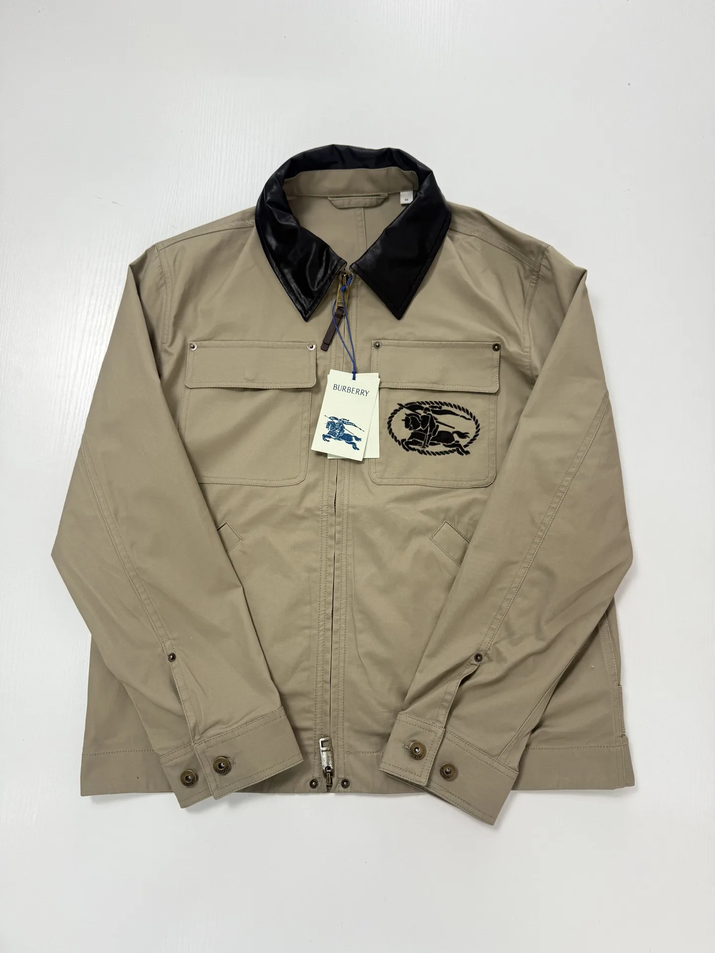 Leather-Collar Embroidered Knight Work Jacket D38019952 — view 3