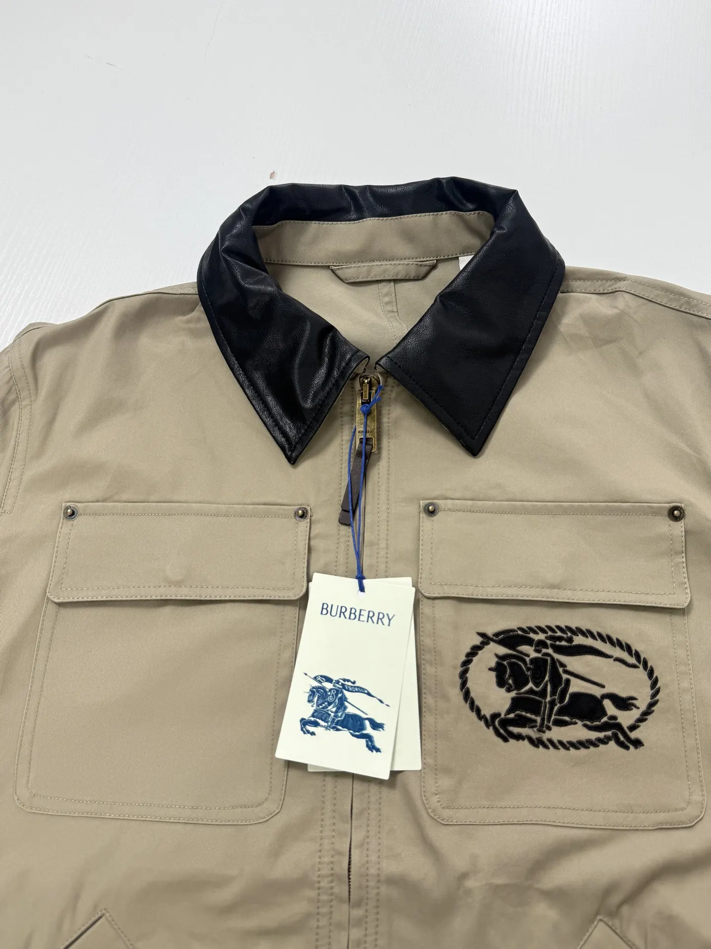 Leather-Collar Embroidered Knight Work Jacket D38019952 — view 4
