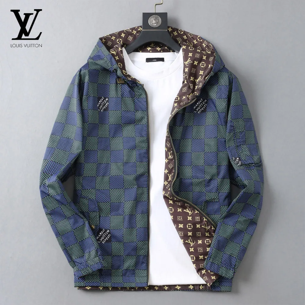Damier Print Hooded Windbreaker Jacket D38023345
