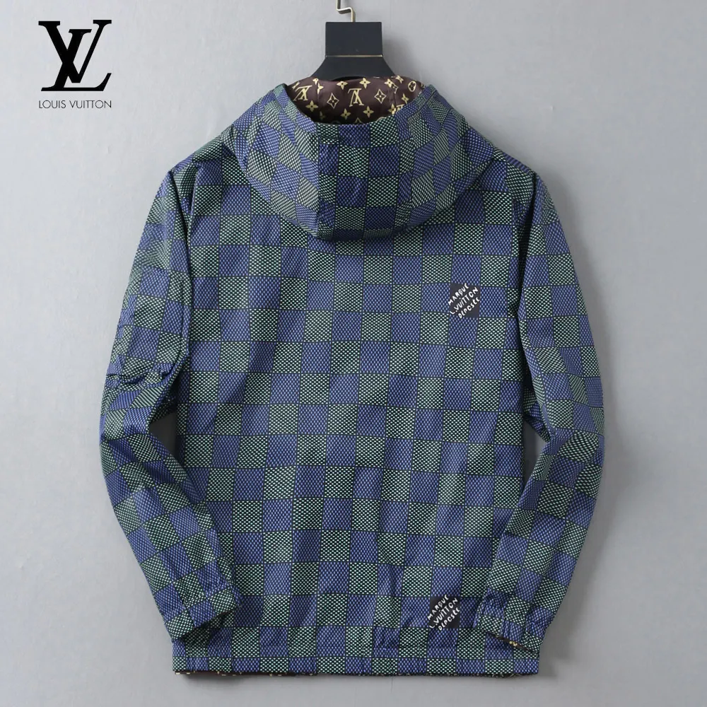 Damier Print Hooded Windbreaker Jacket D38023345 — view 3