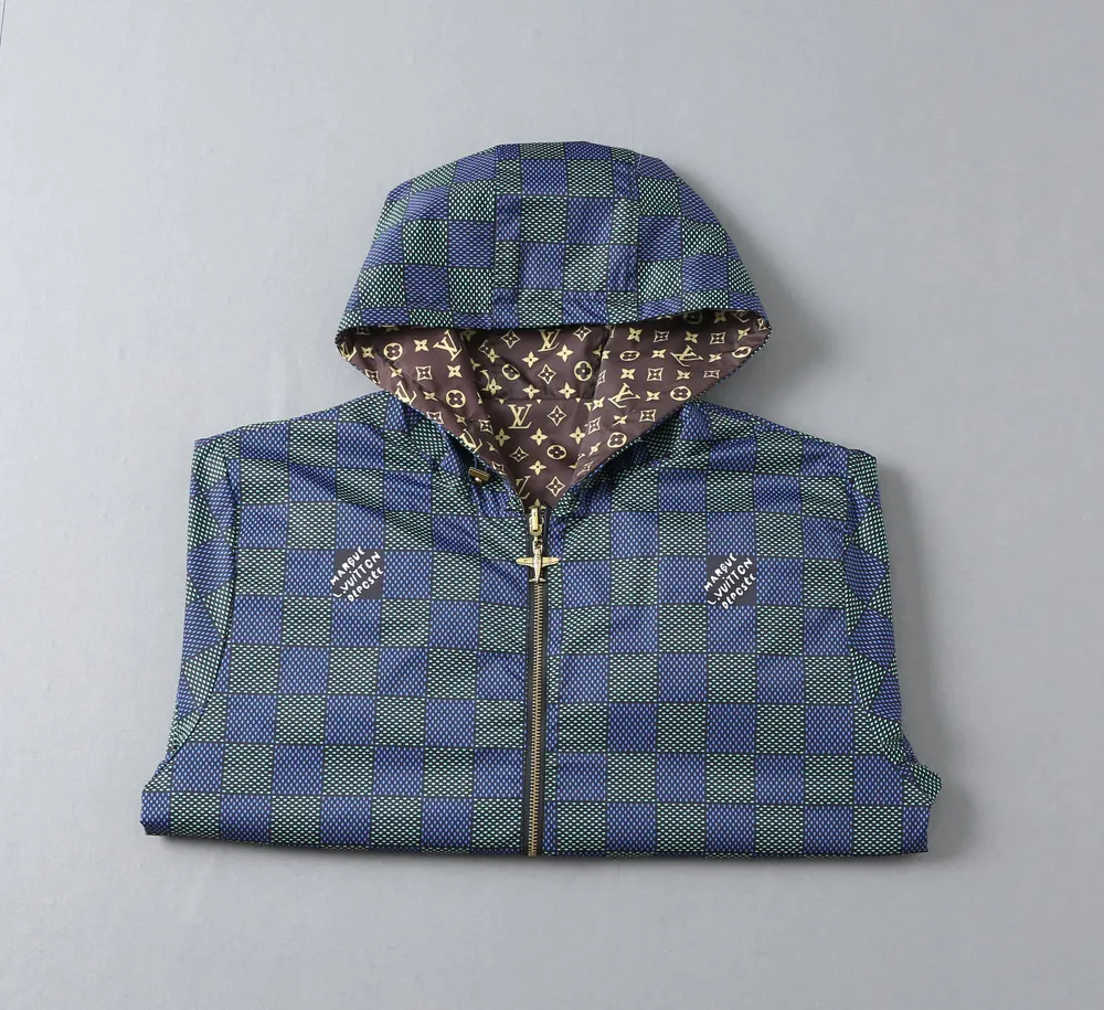 Damier Print Hooded Windbreaker Jacket D38023345 — view 6