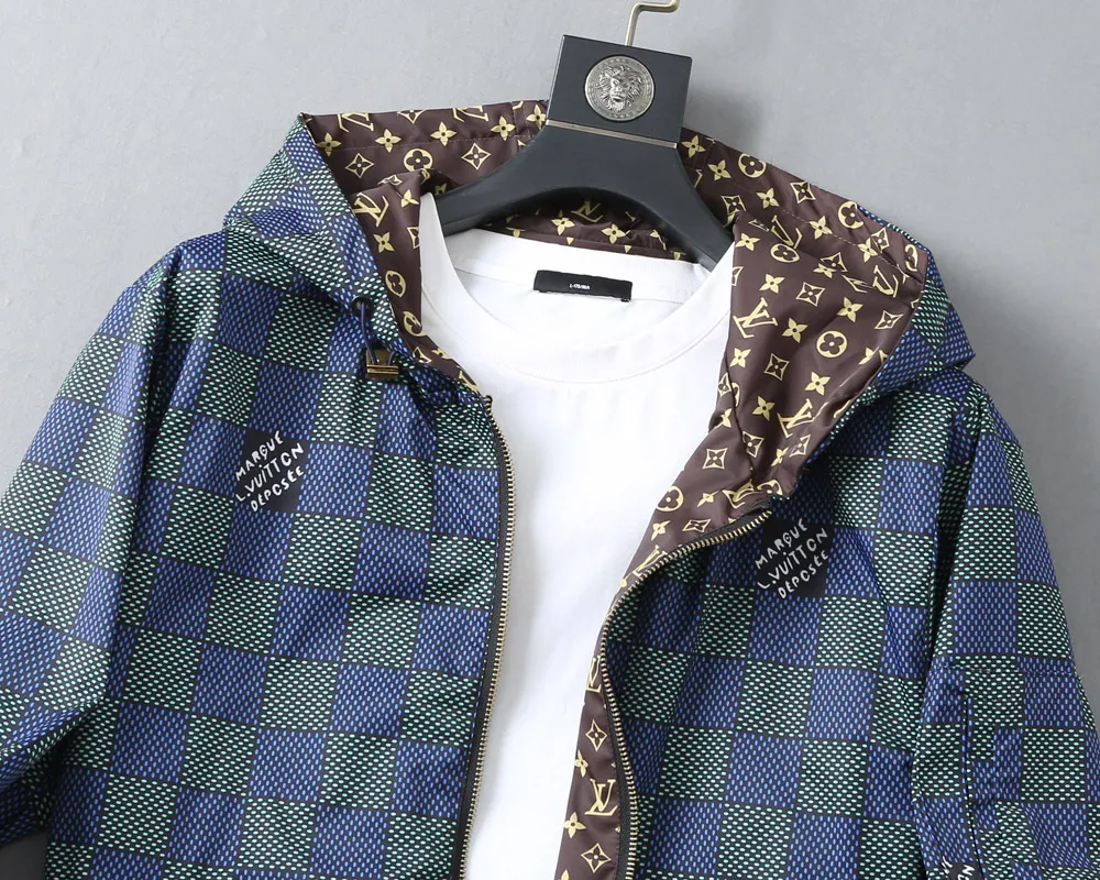 Damier Print Hooded Windbreaker Jacket D38023345 — view 7