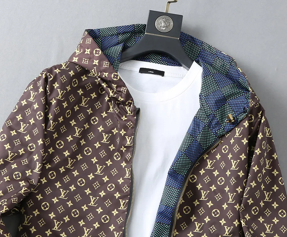 Damier Print Hooded Windbreaker Jacket D38023345 — view 18