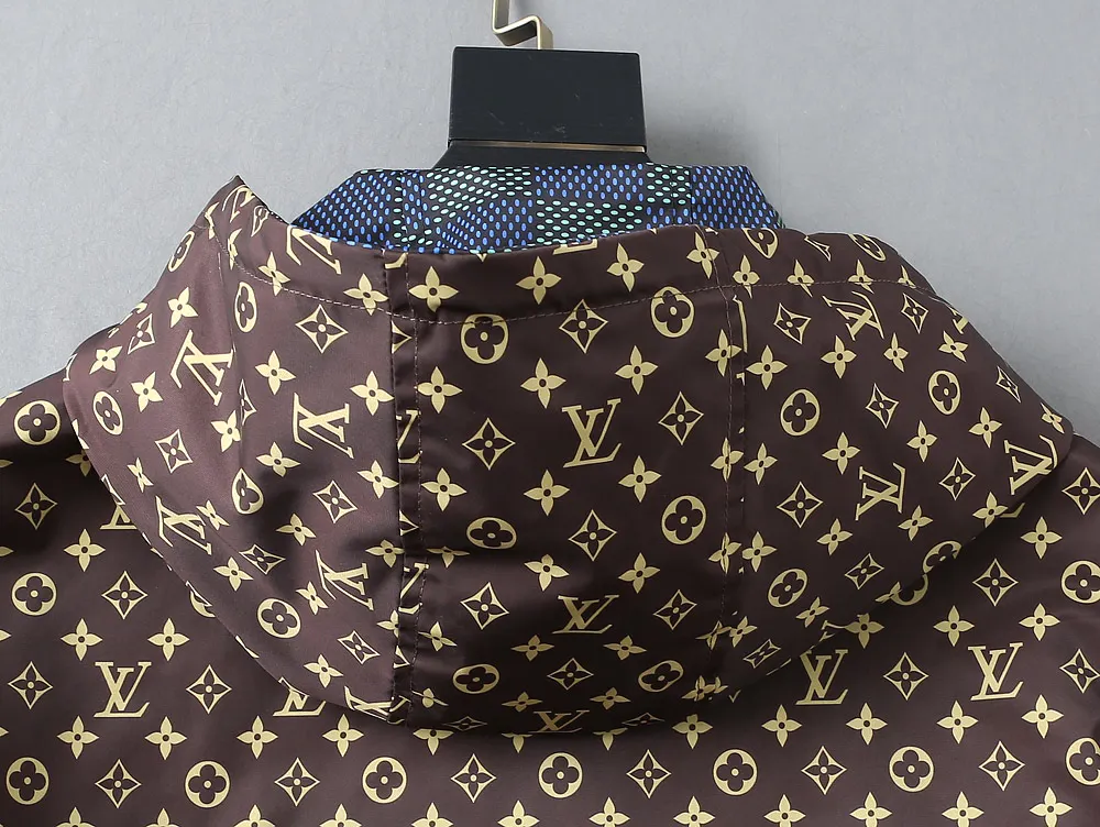 Damier Print Hooded Windbreaker Jacket D38023345 — view 22