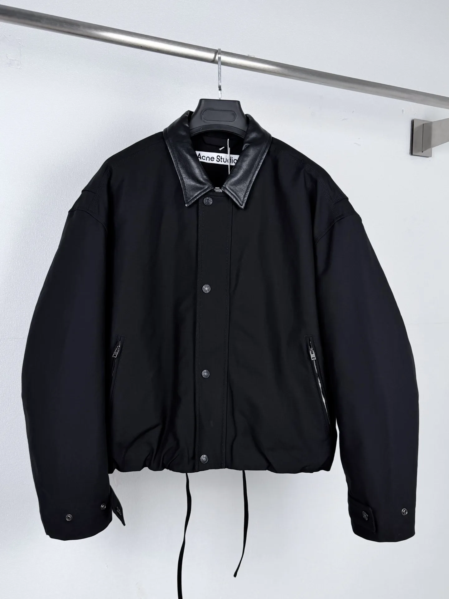 Leather-Trimmed Padded Woven Jacket D38520008