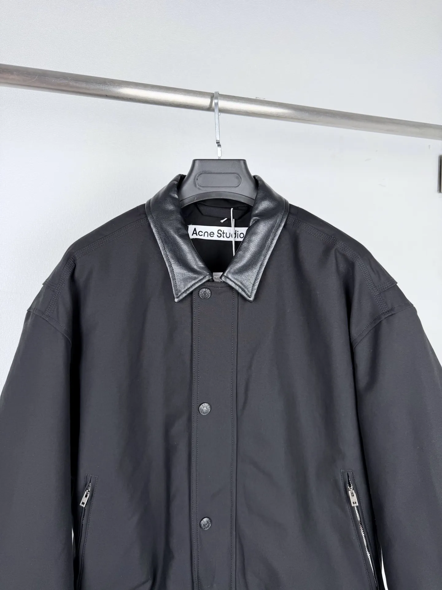Leather-Trimmed Padded Woven Jacket D38520008 — view 2
