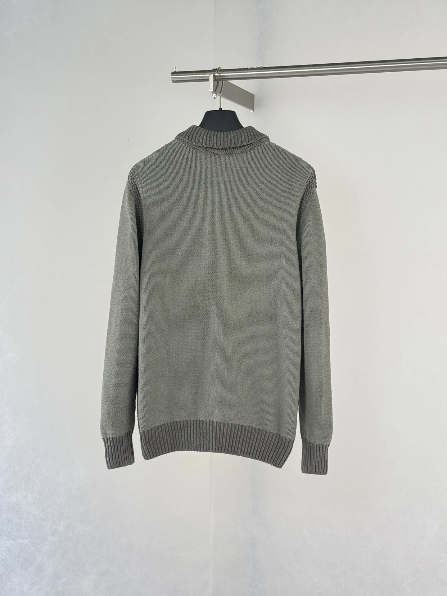 Zip-Up Knit Cardigan with Leather Logo Patch D38519940 — view 2