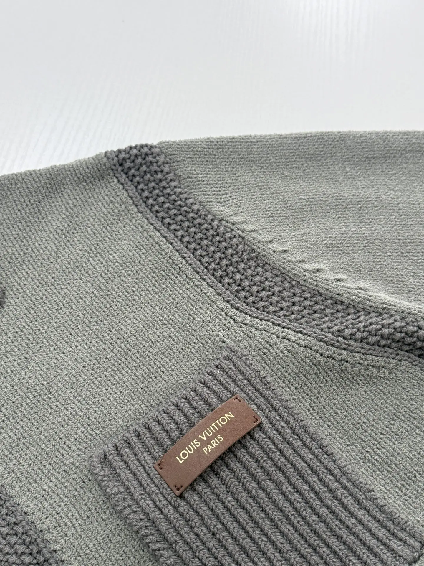 Zip-Up Knit Cardigan with Leather Logo Patch D38519940 — view 6