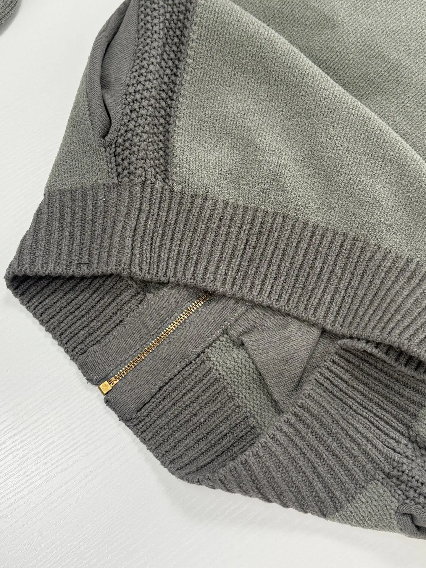 Zip-Up Knit Cardigan with Leather Logo Patch D38519940 — view 8