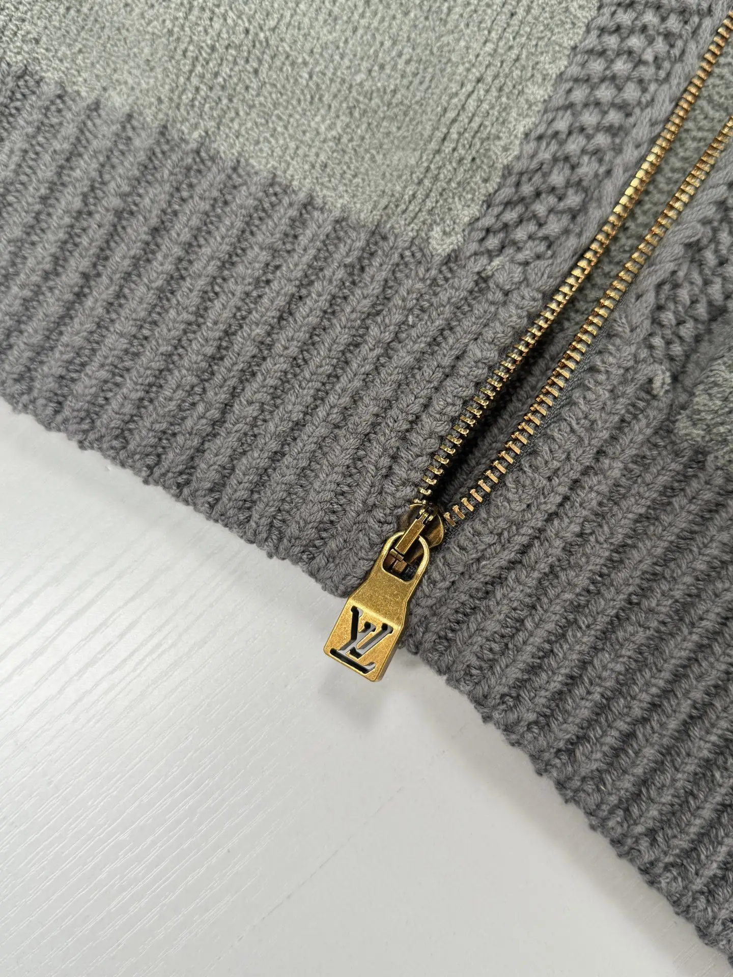 Zip-Up Knit Cardigan with Leather Logo Patch D38519940 — view 12