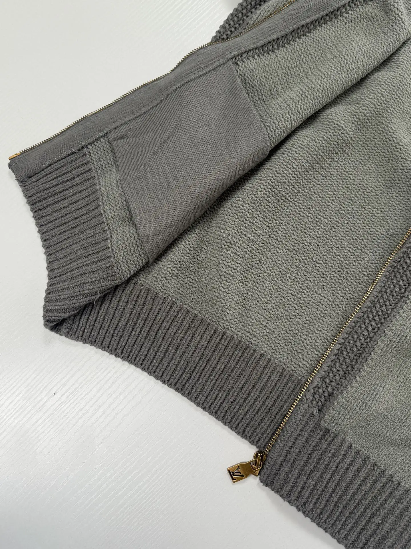 Zip-Up Knit Cardigan with Leather Logo Patch D38519940 — view 13