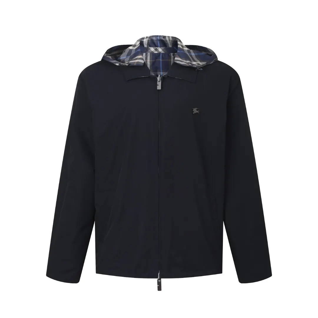 Reversible Check-Lined Hooded Jacket D40023469