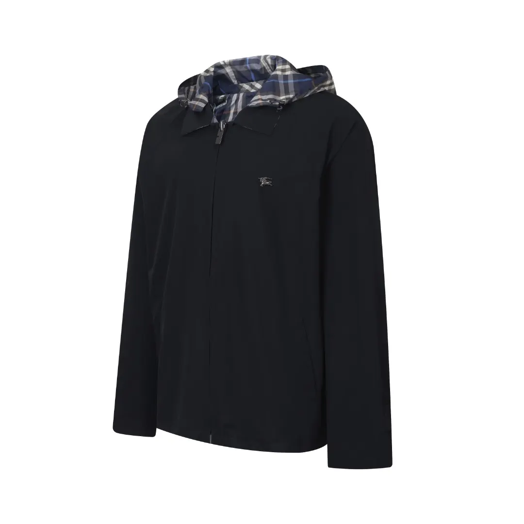Reversible Check-Lined Hooded Jacket D40023469 — view 2