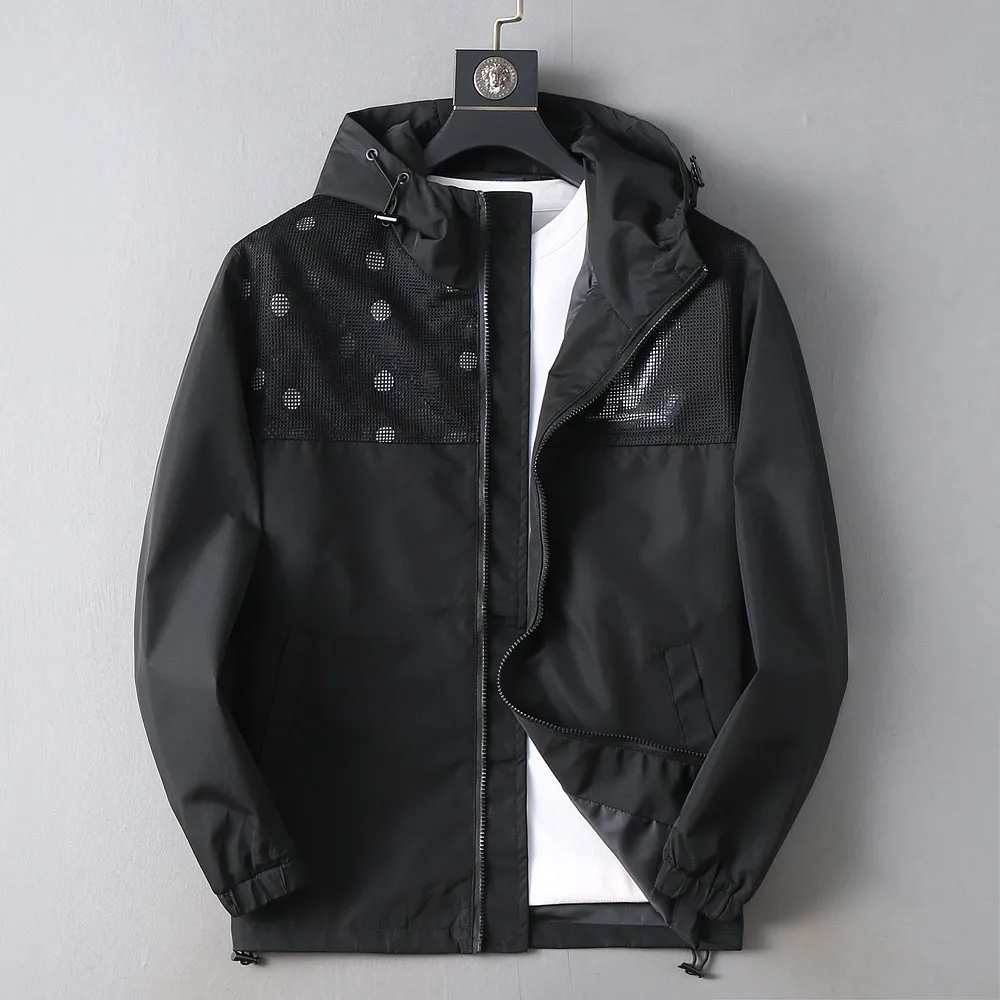 Mesh-Panel Hooded Windbreaker Jacket D40023346