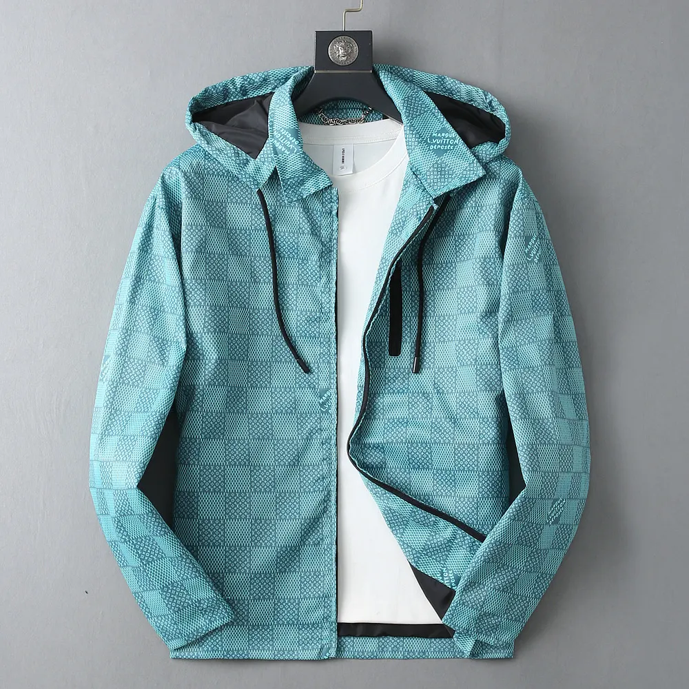 Damier Pattern Hooded Windbreaker Jacket D40023348