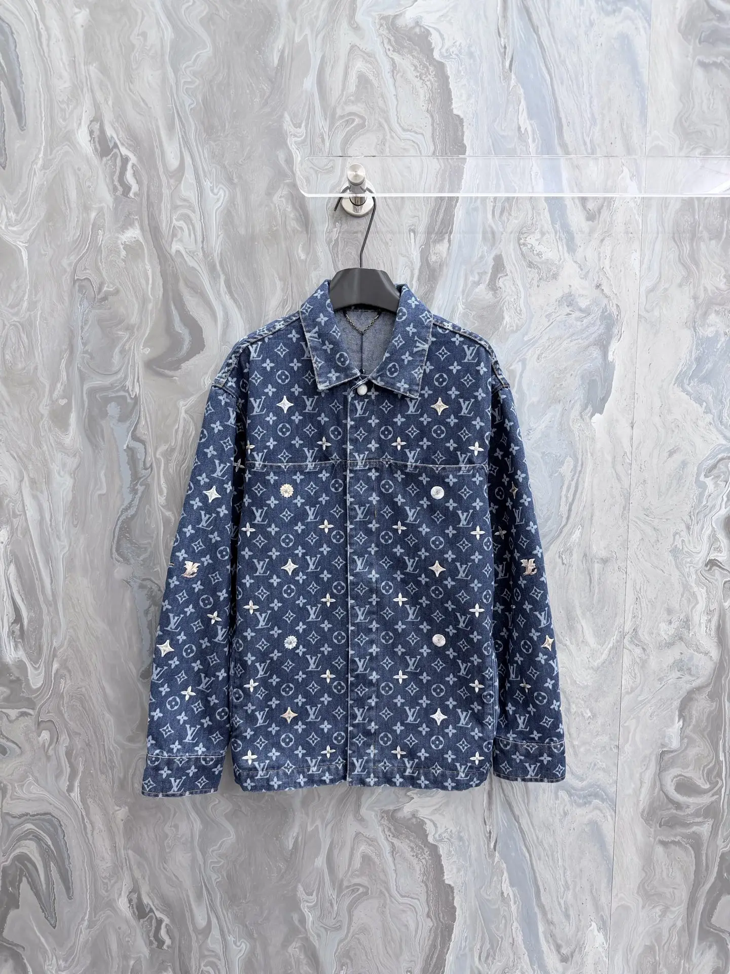 Monogram Embroidered Denim Shirt Jacket D40022036