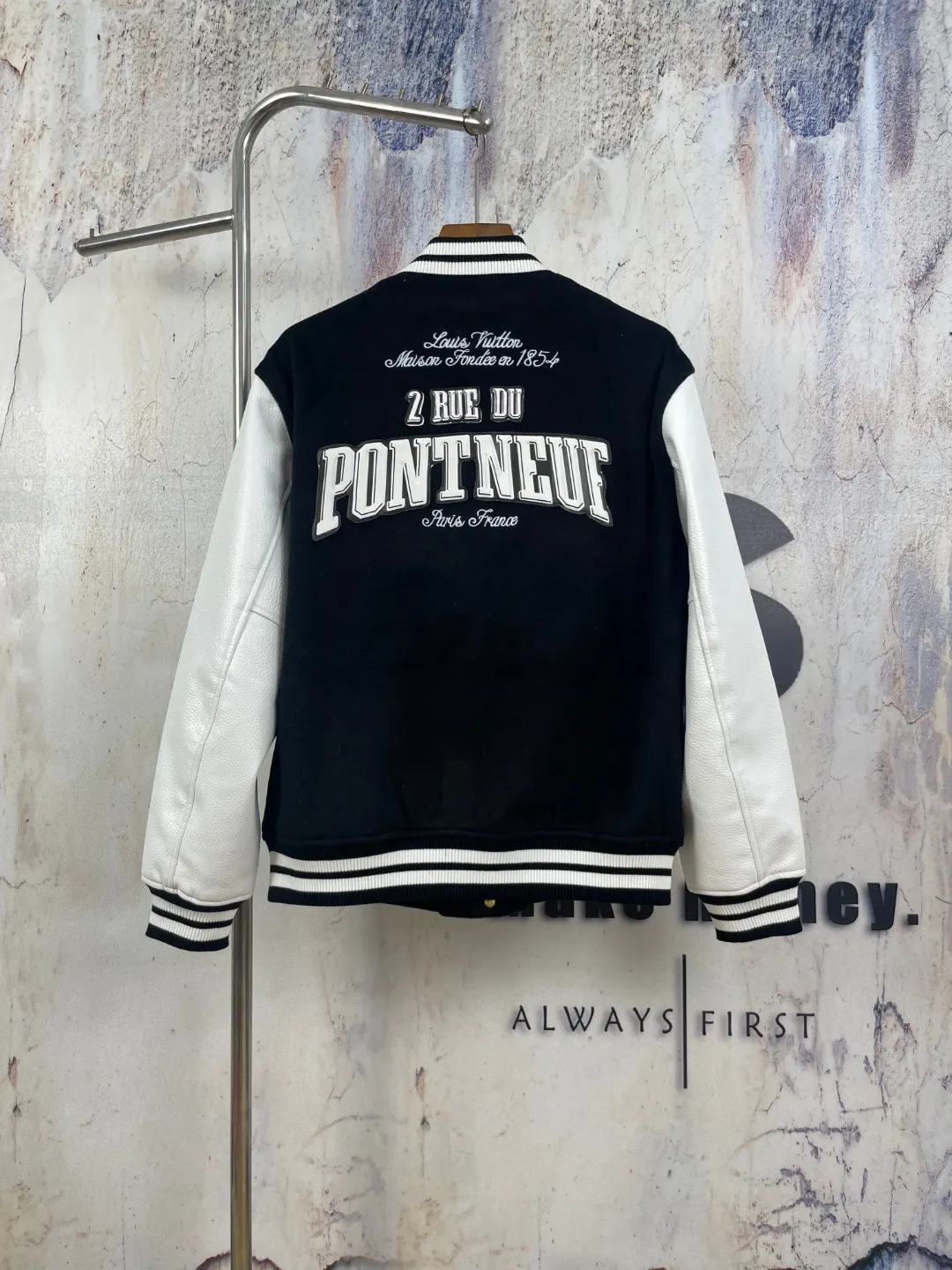 Wool and Grained Leather Varsity Jacket D41023297 — view 2